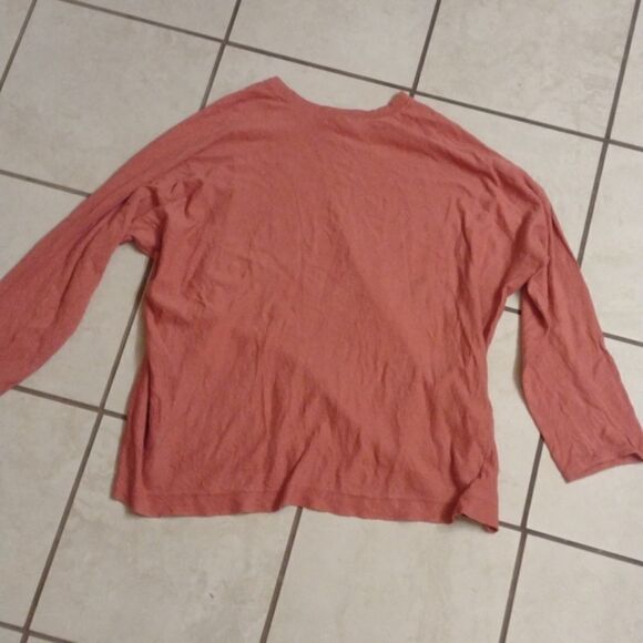 Eileen Fisher Salmon color Organic Linen blend longsleeve top size 3X - Picture 8 of 9